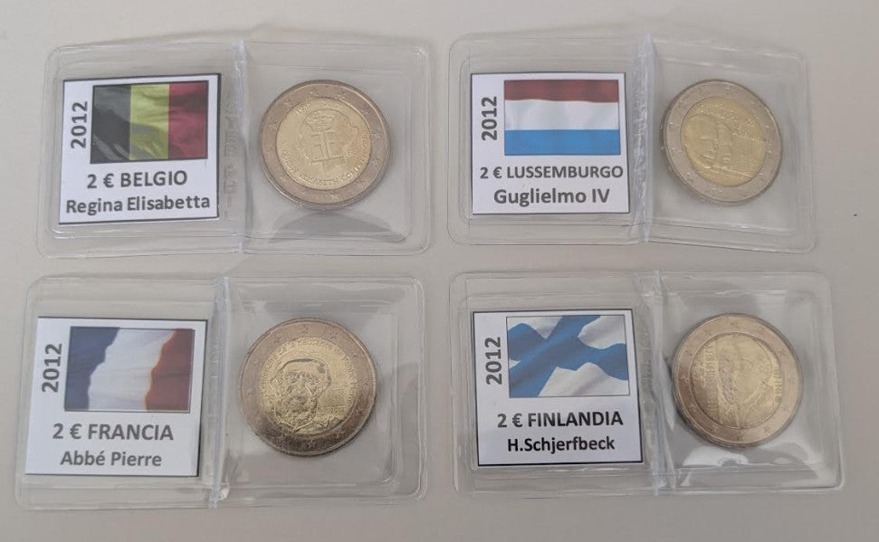 NL* EUROPA Lotto 4 MONETE da 2 EURO 2012 BEL LUX FRA FIN fdc come da foto