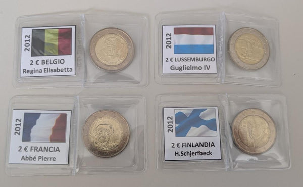 NL* EUROPA Lotto 4 MONETE da 2 EURO 2012 BEL LUX FRA FIN fdc come da foto