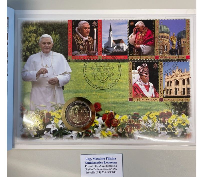 NL* VATICANO BENEDETTO XVI 2 Euro 2007 80° GENETLIACO FDC in FOLDER Filatelico