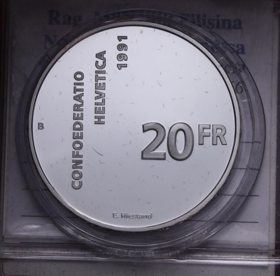 NL* SWITZERLAND CONFEDERATION 20 Francs Silver 1991 700th Confederation PROOF OB