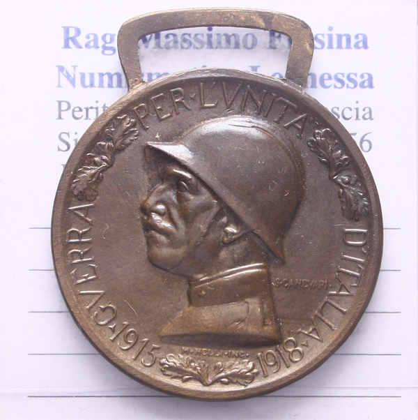 NL* ITALIA Medaglia Bronzo GUERRA PER L'UNITA' D'ITALIA 1915-1918 Nelli Canevari