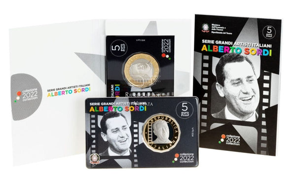NL* ITALIA Repubblica 5 EURO 2022 ALBERTO SORDI PROOF set zecca