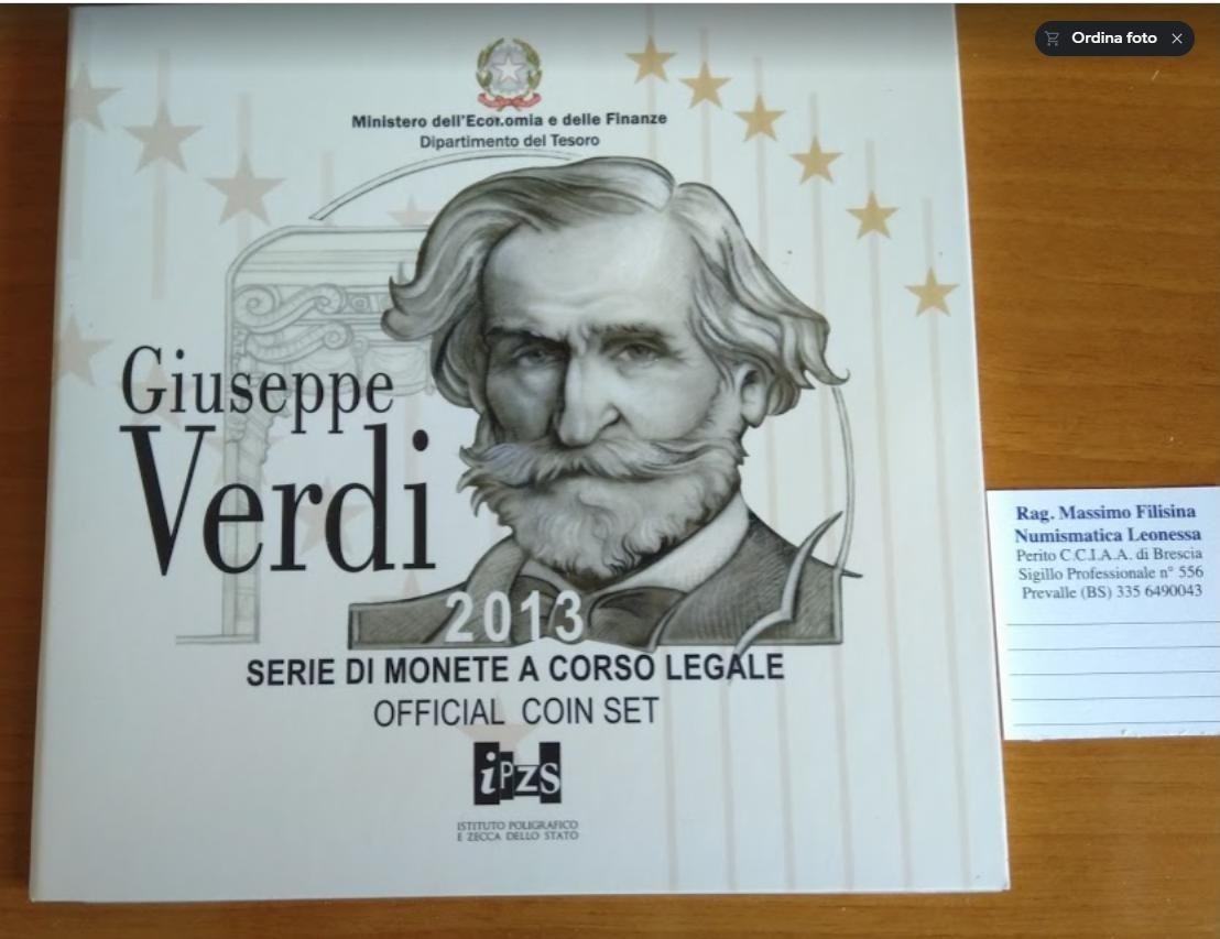 NL* ITALIA Divisionale 2013 9 Valori IN EURO FDC Set zecca - GIUSEPPE VERDI