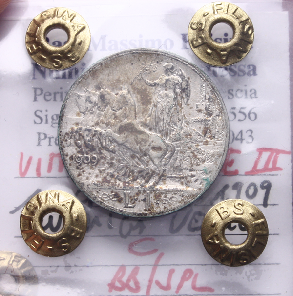 NL* VEIII 1 LIRA ARGENTO 1909 QUADRIOGA VELOCE BB/SPL Perizia Filisina Massimo