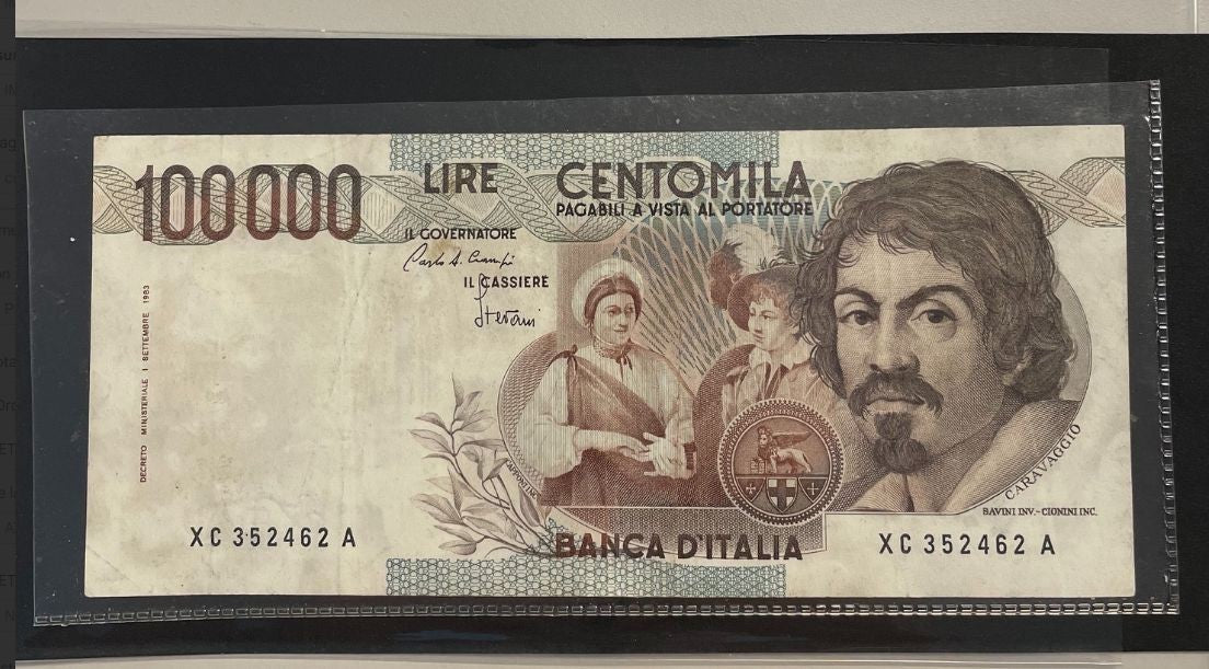 NL*BANCA ITALIA Banconota 100000 lire Caravaggio Serie sostitutiva XC352462A SPL