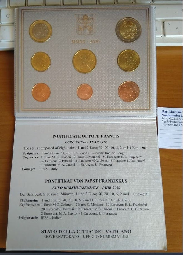 NL* CITTA' DEL VATICANO PAPA FRANCESCO Divisionale 2020 8 valori in euro FDC