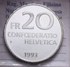 NL* SVIZZERA CONFEDERAZIONE 20 Franchi Argento 1993 PARACELSUS PROOF