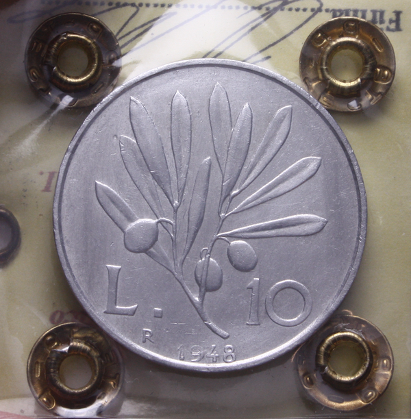 NL* Italia 10 LIRE PEGASO 1948 LEGENDA CAPOVOLTA SPL Perizia Testa Pietro Paolo