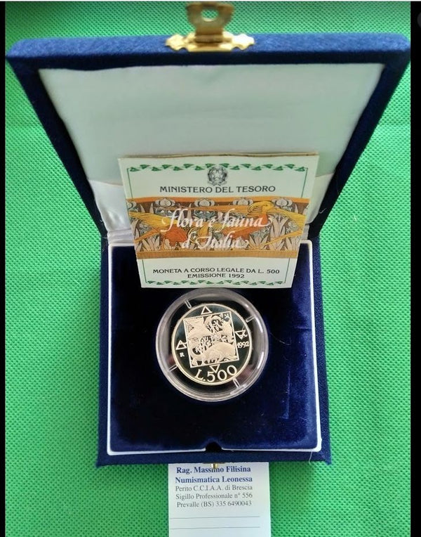 NL*ITALIA 500 Lire Argento 1992 FLORA E FAUNA D'ITALIA PROOF SET Originale zecca