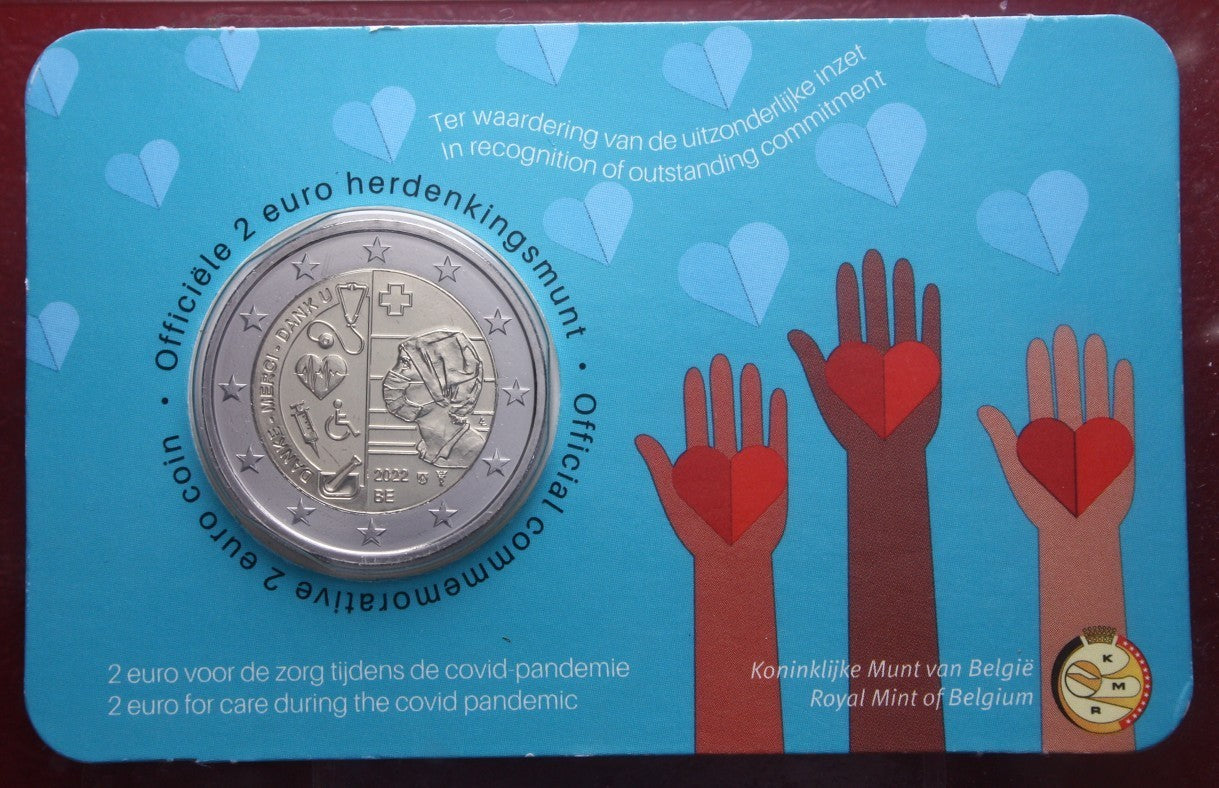 NL* BELGIO 2 EURO 2022 ASSISTENZA SANITARIA PANDEMIA COVID FDC coin card