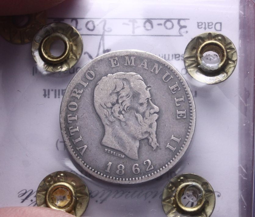 NL* VEII RE ITALIA 1 LIRA ARGENTO 1862 zecca NAPOLI RARA MB Numismatica Elite