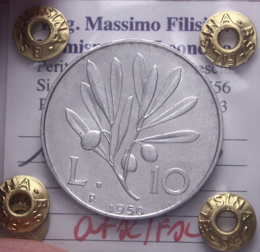 NL* Italia Repubblica 10 LIRE PEGASO 1950 QFDC/FDC Perizia Filisina Massimo