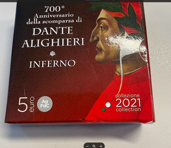 NL* ITALIA Repubblica 5 EURO ARGENTO 2021 DANTE ALIGHIERI INFERNO FDC set A. D.