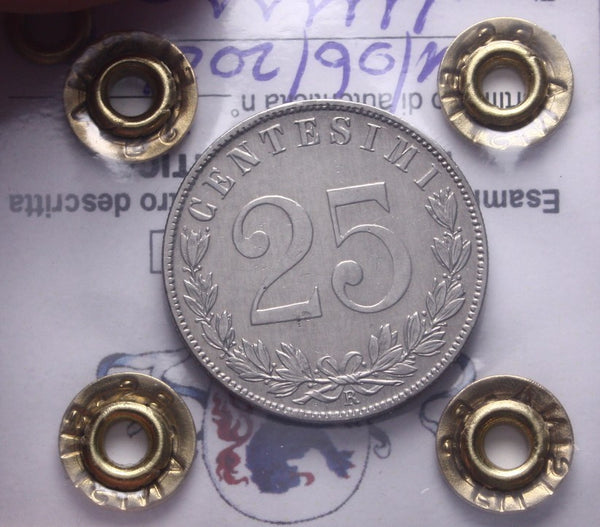 NL* VEIII ITALIA 25 CENTESIMI VALORE 1903 RARA SPL+ Perizia Filisina Massimo