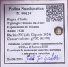 NL* VEIII BUONO 2 LIRE 1928 FIERA di MILANO NC qFDC Perizia Jan Groborz