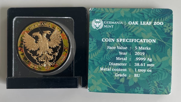 NL* GERMANIA 5 MARCHI 2019 OAK LEAF ZOO 1 Oncia OZ ARGENTO PURO Orso