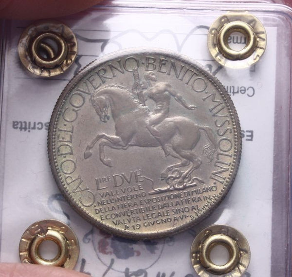 NL* VEIII BUONO 2 LIRE 1928 FIERA di MILANO SPL +  Perizia Filisina Massimo