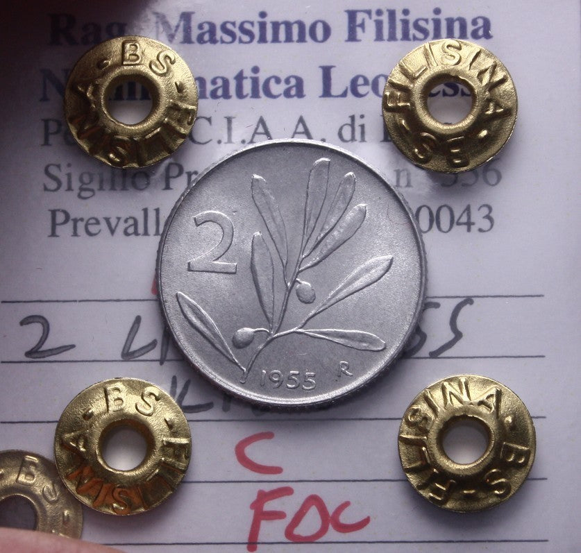 NL* Italia Repubblica 2 Lire ULIVO 1955 FDC Perizia Filisina Massimo