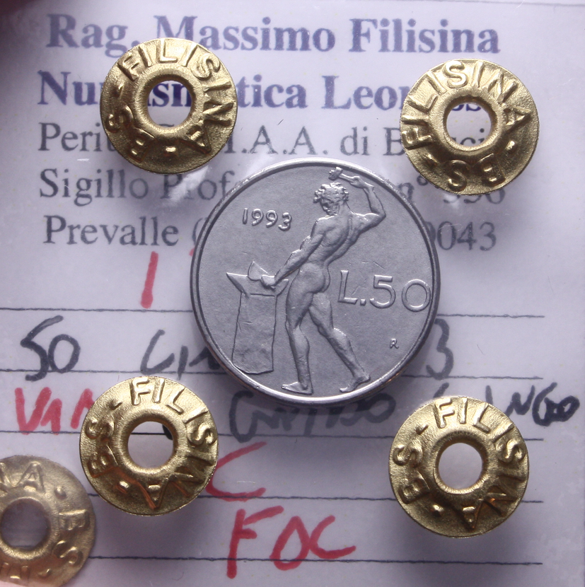 NL* Repubblica Italiana 50 LIRE 1993 VAR. 3 GAMBO LUNGO FDC Perizia Filisina