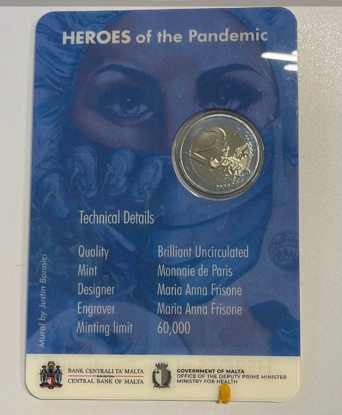 NL*MALTA 2 EURO 2021 HEROES OF THE  PANDEMIC rara FDC/ BRILLIANT UNC set NA