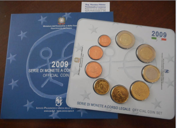 NL* ITALIA Repubblica Divisionale 2009 8 Valori IN EURO FDC Set zecca