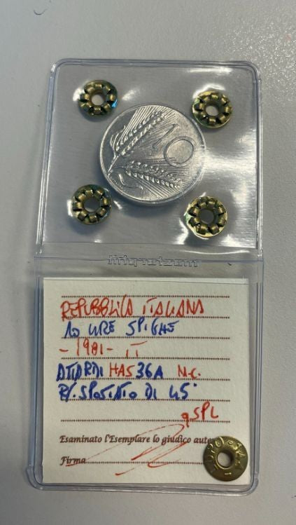 NL* ITALIA 10 LIRE Spighe 1991 VARIANTE ASSE SPOSTATO 45 ° Perizia LUPO RUGGERO
