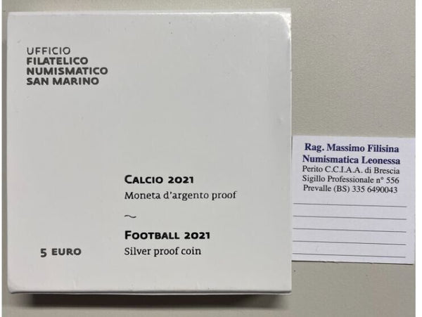EN* SAN MARINO 5 EURO Silver 2021 FOOTBALL 2021 PROOF mint set