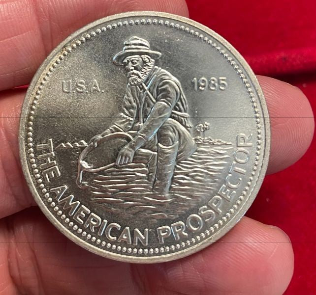 NL* STATI UNITI 1985 1 ONCIA OZ ARGENTO PURO The AMERICAN PROSPECTOR Fdc - Unc