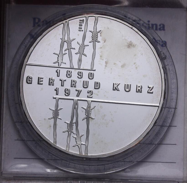 NL* SWITZERLAND CONFEDERATION 20 Francs Silver 1992 GERTRUD KURZ PROOF Porthole prot