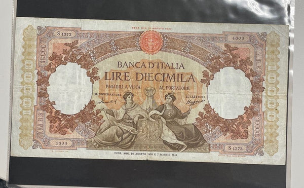 NL* BANCA D'ITALIA Banconota 10000 Lire REGINE DEL MARE Marinare 26 Agosto 1958