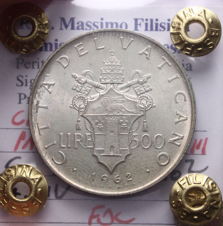 NL* Città del Vaticano GIOVANNI XXIII 500 Lire Argento 1962 FDC Perizia Filisina