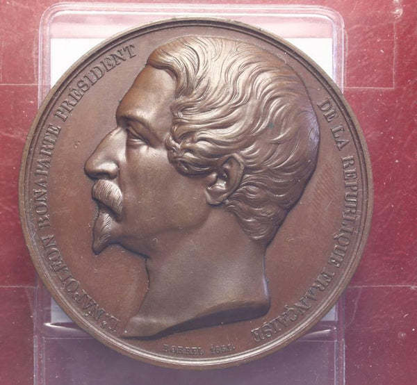 NL * FRANCE NAPOLEON III Bronze Medal 10 May 1852 distribution Drapery