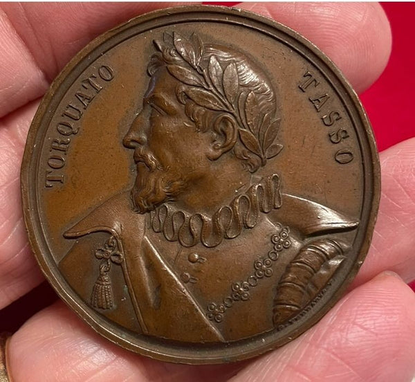 NL* TORQUATO TASSO MEDAGLIA IN BRONZO 1844 300 anni dalla Nascita gr 42.47 mm42