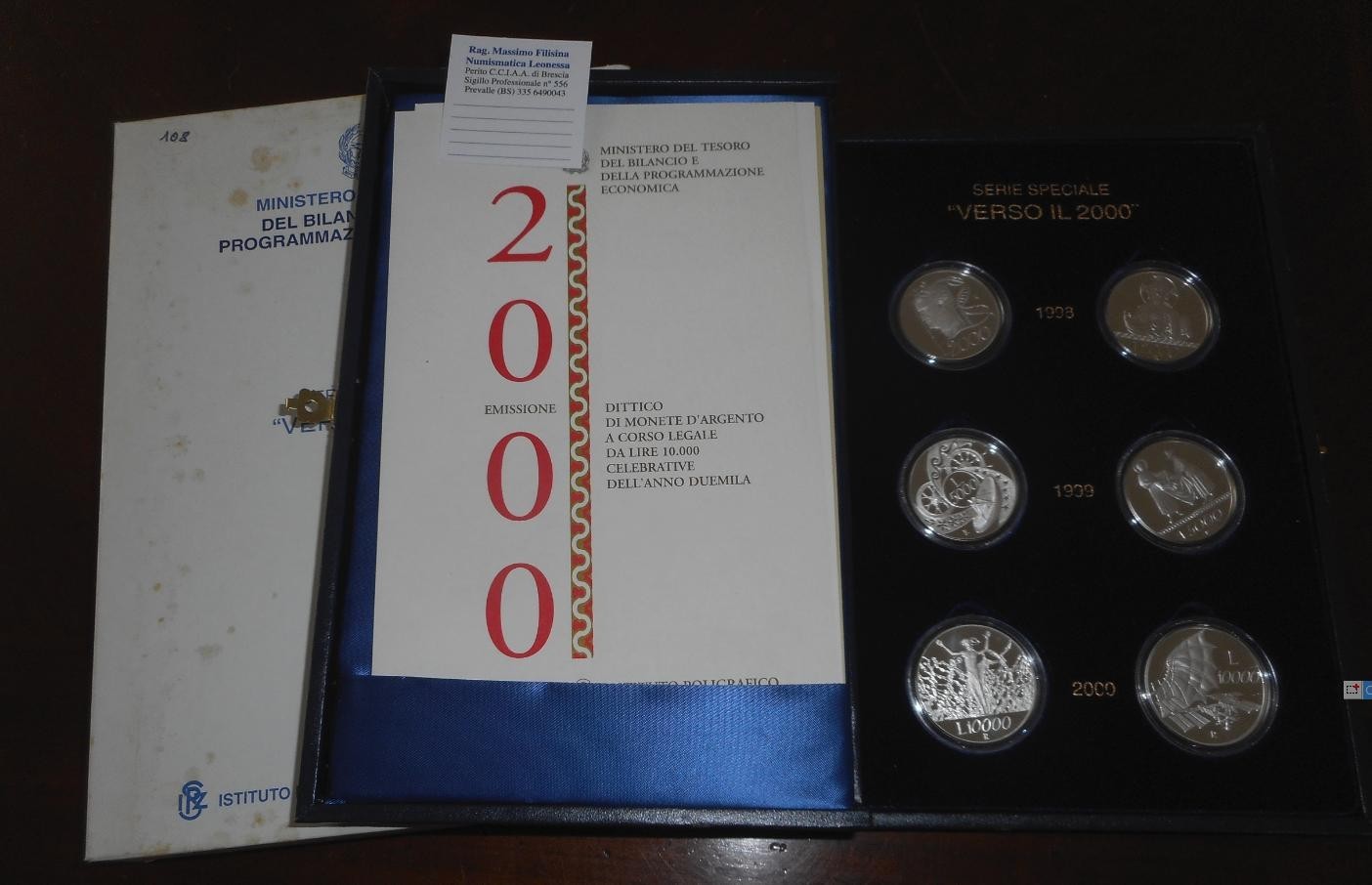 NL* ITALIA TRITTICO ARGENTO SERIE VERSO IL 2000 3 Dittici 1998 1999 2000 Proof s