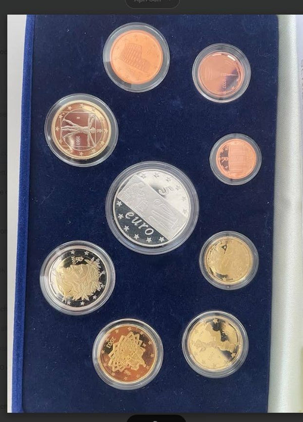 NL* ITALIA Divisionale 2003 9 Valori con 5 EURO ARGENTO PROOF Set zecca No cart