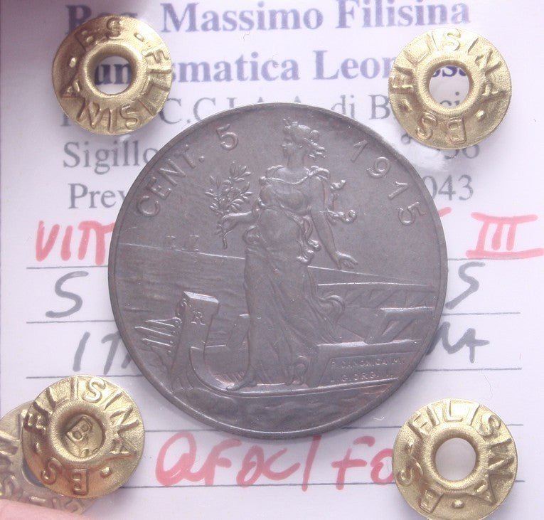 NL*VEIII 5 CENTESIMI ITALIA SU PRORA 1915 QFDC/FDC Perizia Filisina Massimo