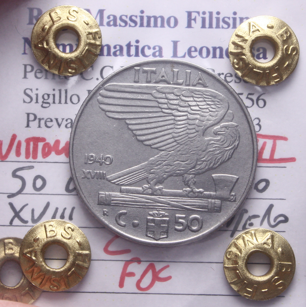 NL* VEIII 50 CENTESIMI IMPERO 1940 XVIII MAGNETICA FDC Perizia Filisina Massimo