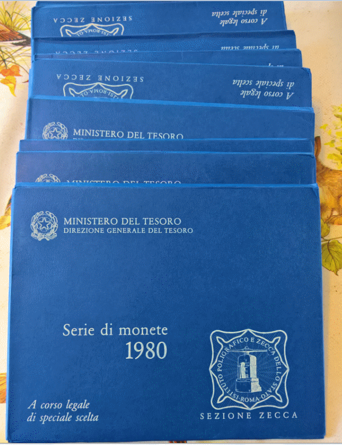 NL* ITALIA Divisionale 1980 CON 500 Lire ARGENTO CARAVELLE FDC SET Zecca