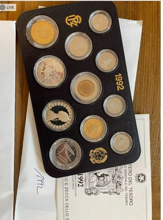 NL* ITALIA Divisionale 1992 con 500 e 500 Lire in Argento P.D. FRANCESCA Proof N