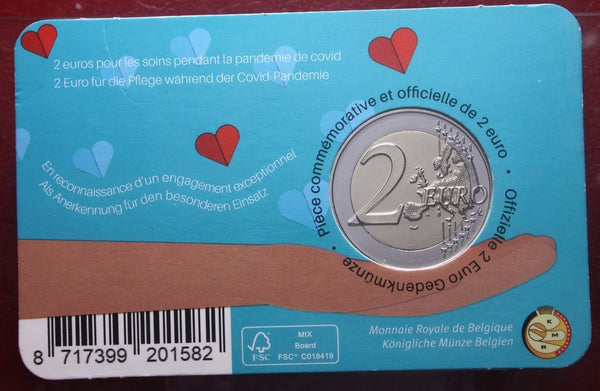 NL* BELGIO 2 EURO 2022 ASSISTENZA SANITARIA PANDEMIA COVID FDC coin card