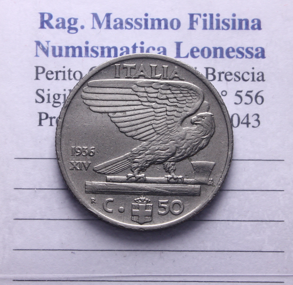 NL* VEIII 50 CENTESIMI IMPERO 1936 XIV RARA come da foto