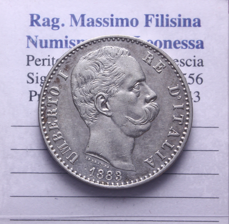 NL* UMBERTO I 2 LIRE ARGENTO 1883 ROMA come da foto