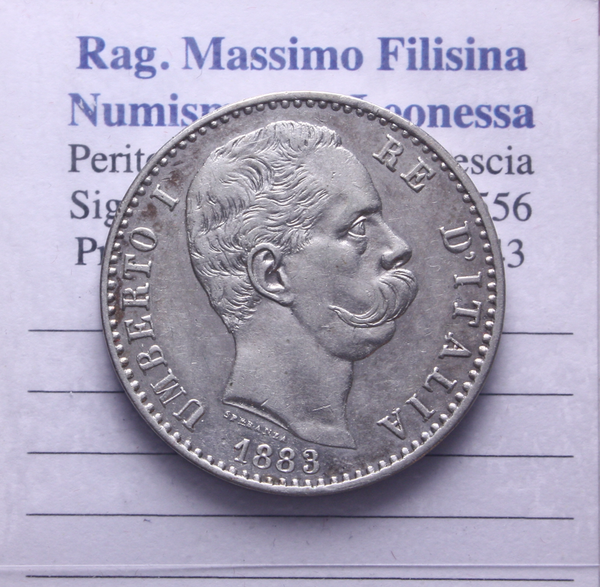 NL* UMBERTO I 2 LIRE ARGENTO 1883 ROMA come da foto