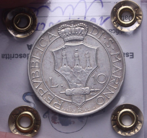 NL* SAN MARINO 10 Lire ARGENTO 1932 Roma QSPL Perizia Filisina Massimo