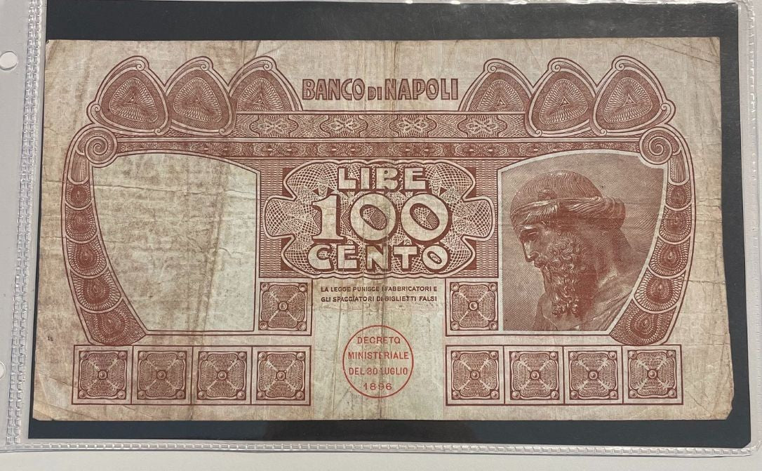 NL*BANCO DI NAPOLO Banconota LIRE 100 Decreto 31 maggio 1915 08969