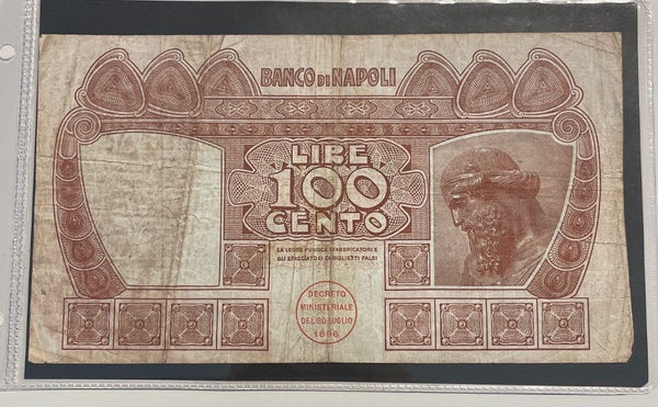 NL*BANCO DI NAPOLO Banconota LIRE 100 Decreto 31 maggio 1915 08969