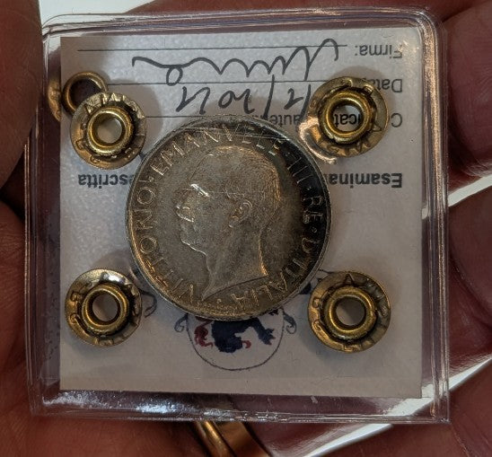 NL* VEIII Italia 5 LIRE ARGENTO AQUILOTTO 1930 SPL/QFDC Perizia Filisina Massimo