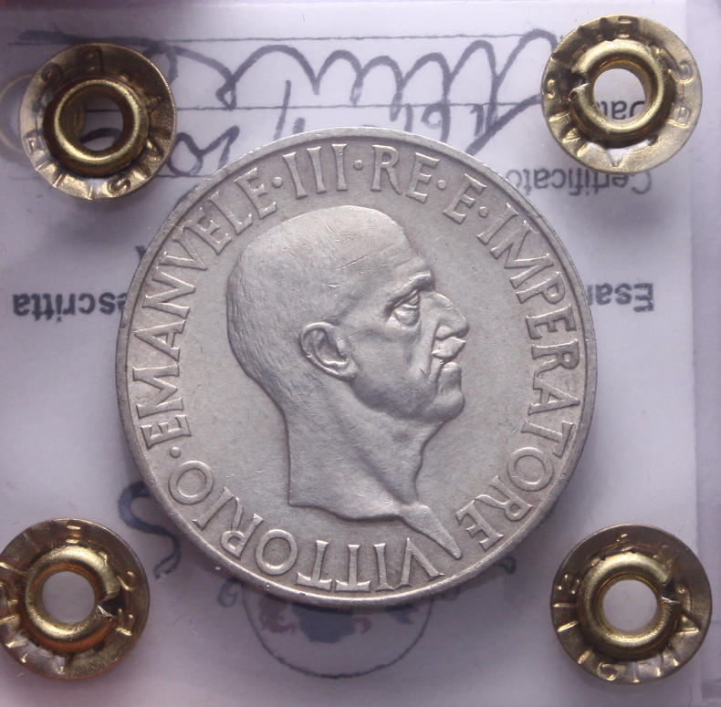NL* VEIII Italia 10 LIRE ARGENTO IMPERO 1936 XIV QFDC/FDC Perizia Filisina