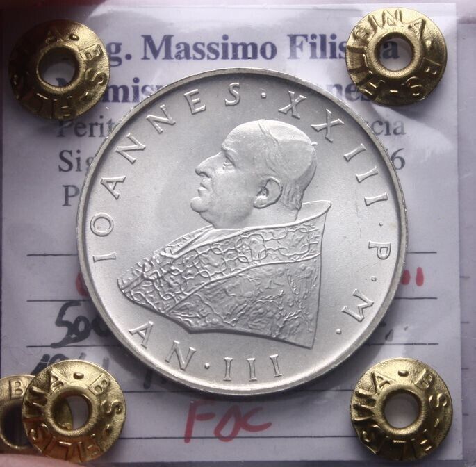NL* POPE JOHN XXIII 500 LIRE SILVER 1961 III PF Grading Filisina Massimo