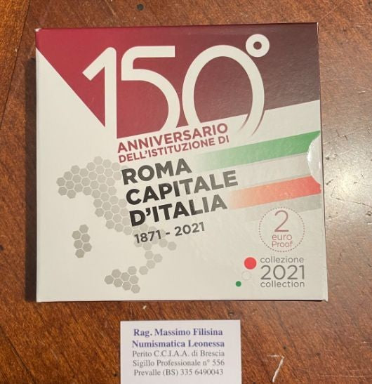 NL* ITALIA Repubblica 2 EURO 2021 150° ROMA CAPITALE Proof set zecca
